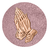 DAROUND 516 BZ SH OR Bronze Praying Hands Shimmer Orchid Background